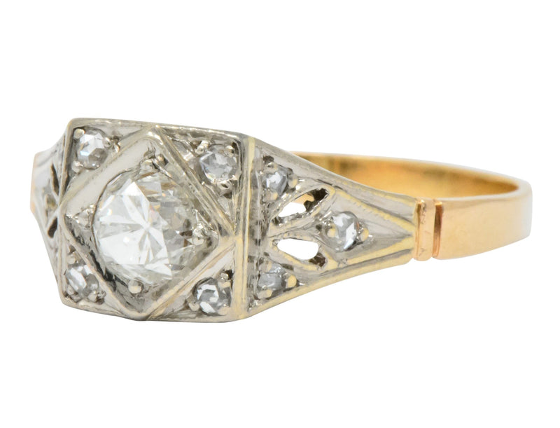 Edwardian 0.50 CTW Diamond Platinum 14 Karat Gold Antique Engagement ...