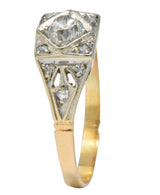 Edwardian 0.50 CTW Diamond Platinum 14 Karat Gold Antique Engagement Ring - Wilson's Estate Jewelry