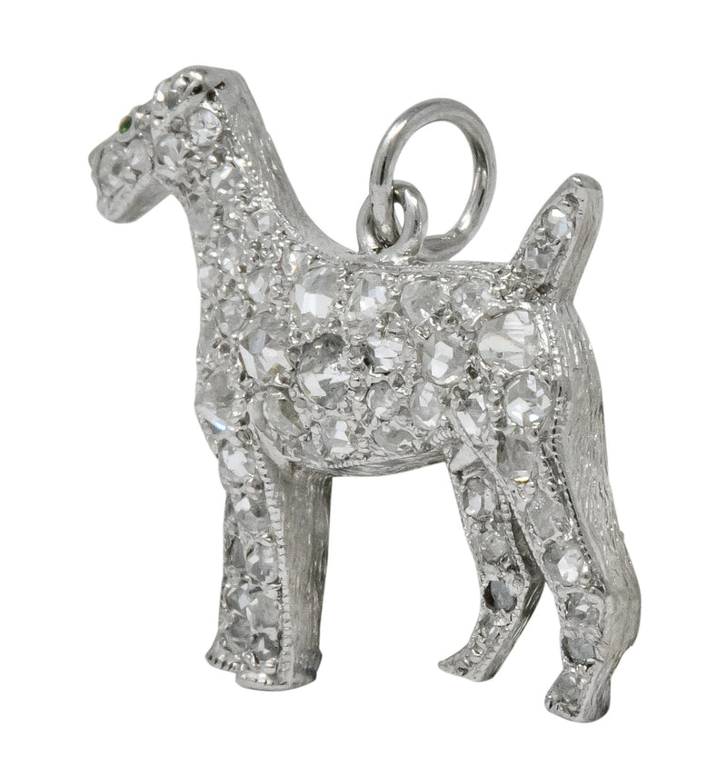 Edwardian 0.50 CTW Diamond Platinum Airedale Terrier Dog Charm - Wilson's Estate Jewelry