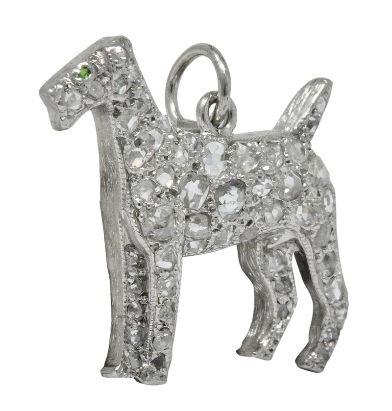 Edwardian 0.50 CTW Diamond Platinum Airedale Terrier Dog Charm - Wilson's Estate Jewelry