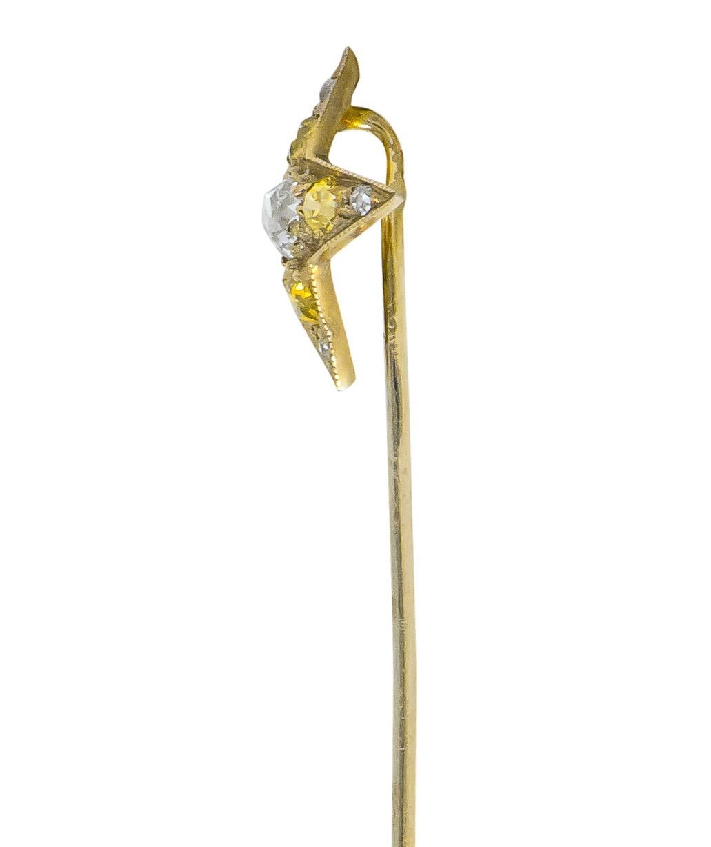 Edwardian 0.50 CTW Old Mine Fancy Diamond Platinum Star Stickpin - Wilson's Estate Jewelry