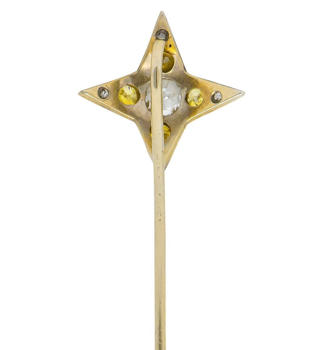 Edwardian 0.50 CTW Old Mine Fancy Diamond Platinum Star Stickpin - Wilson's Estate Jewelry