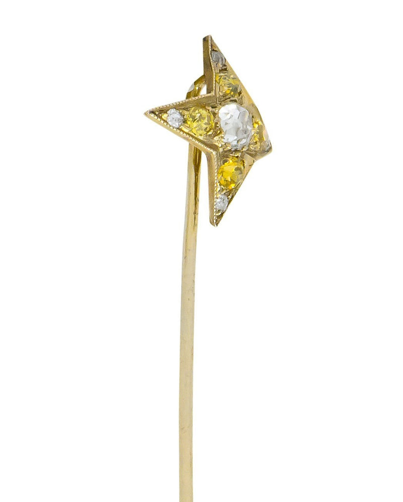Edwardian 0.50 CTW Old Mine Fancy Diamond Platinum Star Stickpin - Wilson's Estate Jewelry