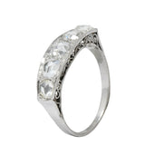 Edwardian 0.55 CTW Rose Cut Diamond Platinum Five Stone Band Ring - Wilson's Estate Jewelry