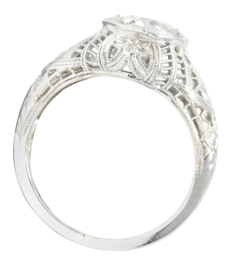 Edwardian 0.63 CTW Diamond 18 Karat White Gold Engagement Ring GIA Wilson's Estate Jewelry
