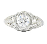Edwardian 0.63 CTW Diamond 18 Karat White Gold Engagement Ring GIA Wilson's Estate Jewelry