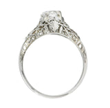 Edwardian 0.73 CTW Diamond 18 Karat White Gold Floral Engagement Ring GIA Wilson's Estate Jewelry