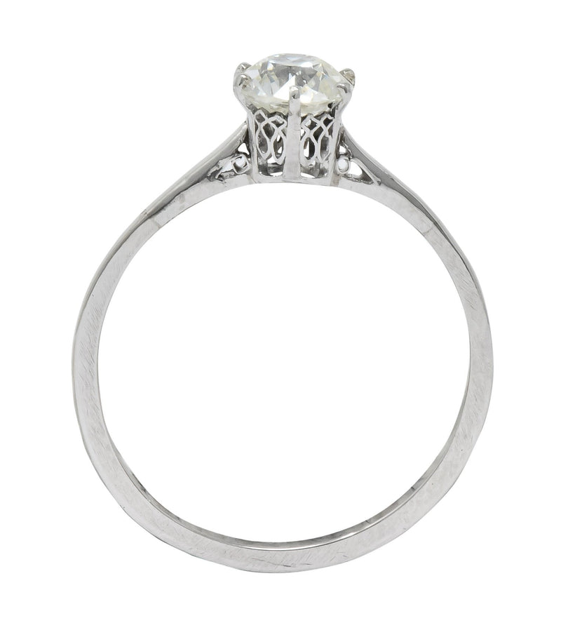 Edwardian 0.85 CTW Diamond 14 Karat White Gold Engagement Ring GIA - Wilson's Estate Jewelry