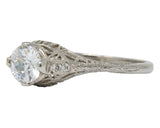 Edwardian 0.88 CTW Diamond 14 Karat White Gold Engagement Ring GIA - Wilson's Estate Jewelry