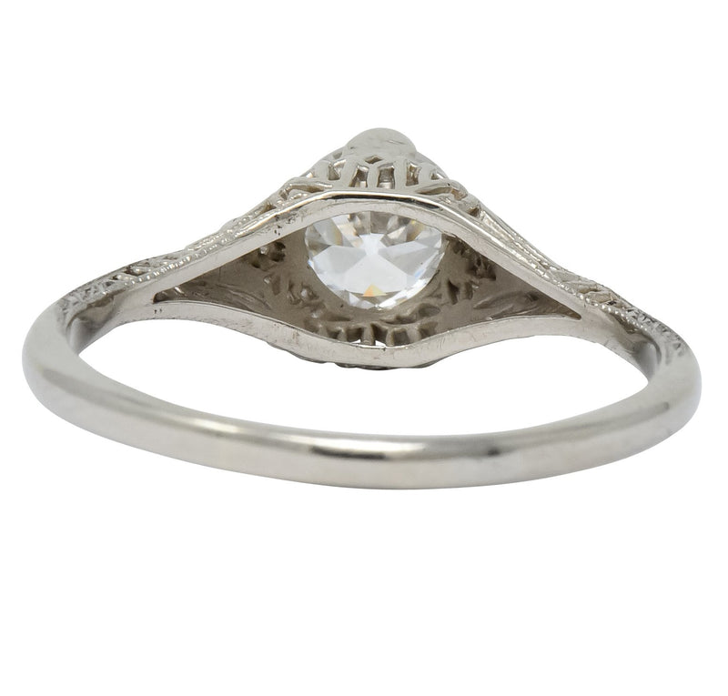 Edwardian 0.88 CTW Diamond 14 Karat White Gold Engagement Ring GIA - Wilson's Estate Jewelry