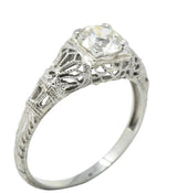 Edwardian 0.89 CTW Diamond & 18K White Gold Engagement Ring, GIA Wilson's Estate Jewelry