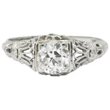 Edwardian 0.89 CTW Diamond & 18K White Gold Engagement Ring, GIA Wilson's Estate Jewelry