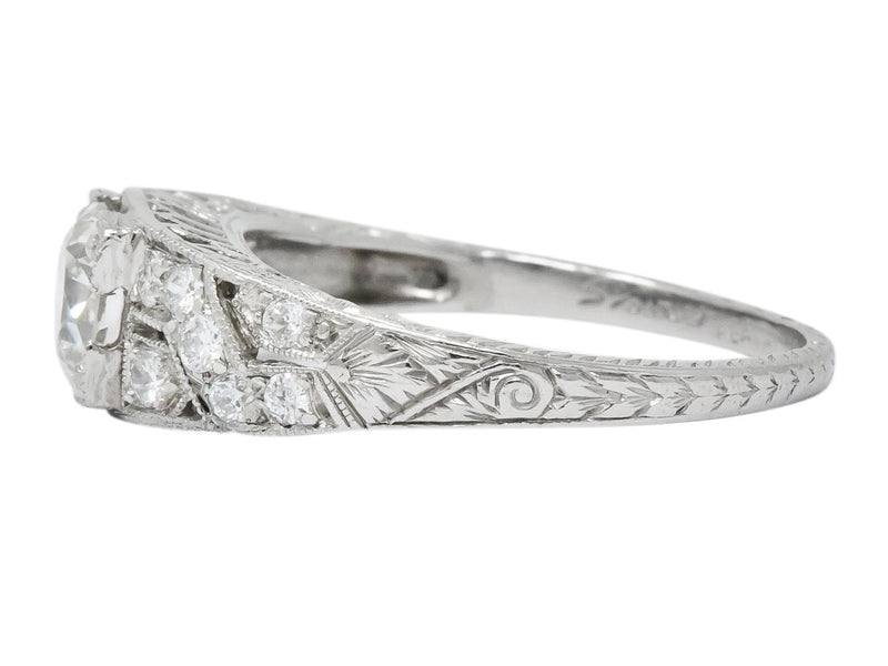 Edwardian 1.00 CTW Diamond Platinum Engagement Ring GIA - Wilson's Estate Jewelry