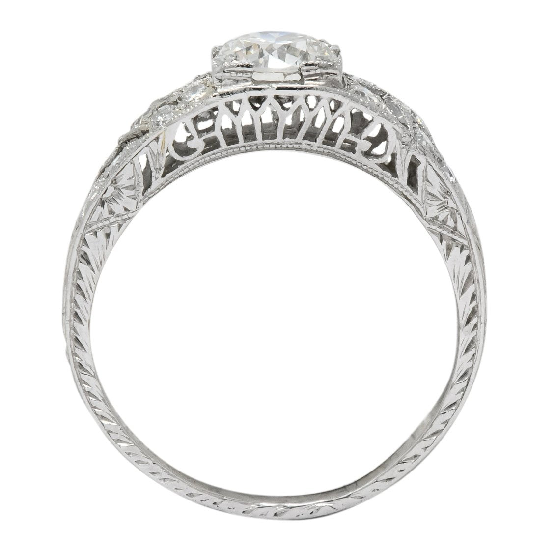 Edwardian 1.00 CTW Diamond Platinum Engagement Ring GIA - Wilson's Estate Jewelry