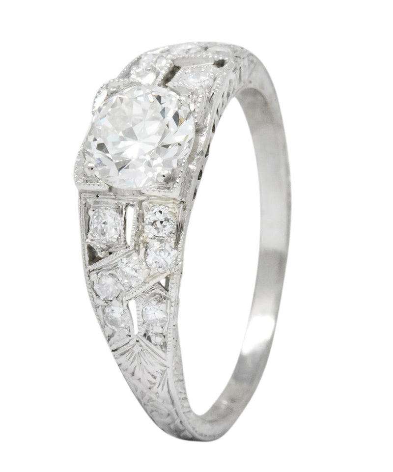 Edwardian 1.00 CTW Diamond Platinum Engagement Ring GIA - Wilson's Estate Jewelry