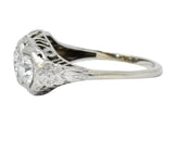 Edwardian 1.00 CTW Diamond Platinum-Topped 14 Karat White Gold Three Stone Ring - Wilson's Estate Jewelry