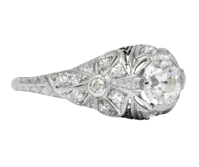 Edwardian 1.07 CTW Old European Cut Diamond Platinum Engagement Ring GIA - Wilson's Estate Jewelry
