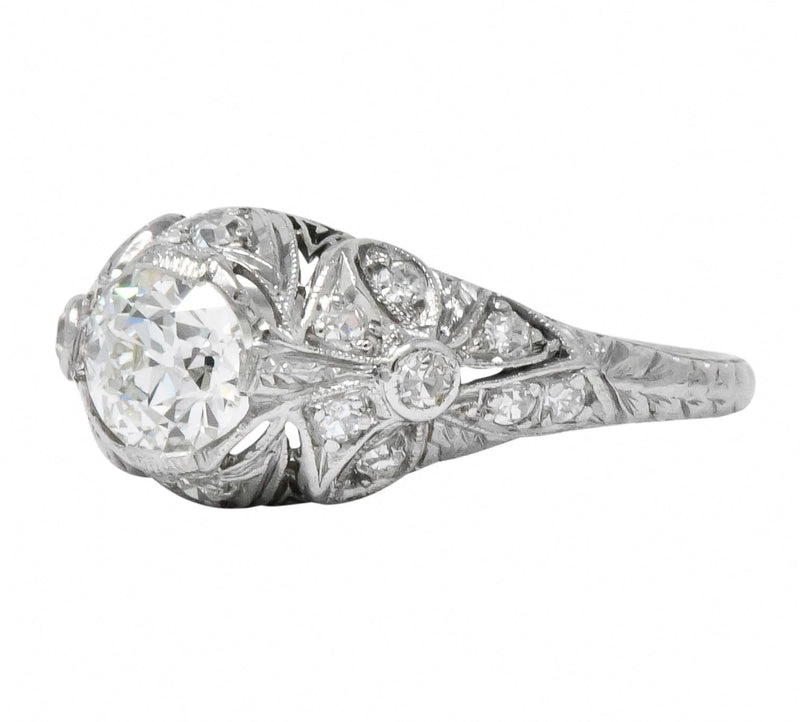 Edwardian 1.07 CTW Old European Cut Diamond Platinum Engagement Ring GIA - Wilson's Estate Jewelry