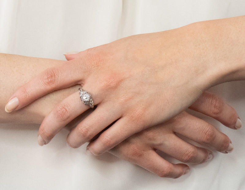 Edwardian 1.07 CTW Old European Cut Diamond Platinum Engagement Ring GIA - Wilson's Estate Jewelry