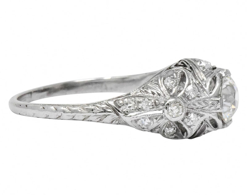 Edwardian 1.07 CTW Old European Cut Diamond Platinum Engagement Ring GIA - Wilson's Estate Jewelry