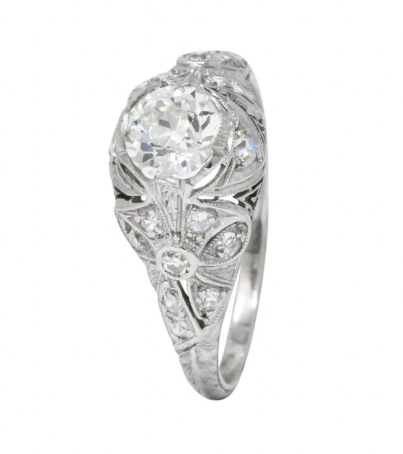 Edwardian 1.07 CTW Old European Cut Diamond Platinum Engagement Ring GIA - Wilson's Estate Jewelry
