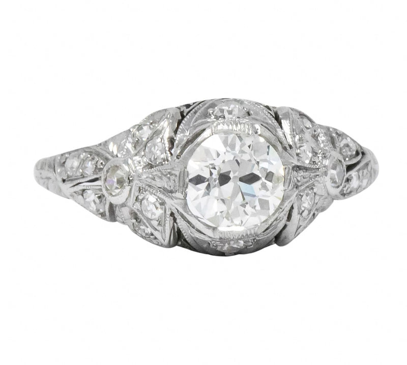 Edwardian 1.07 CTW Old European Cut Diamond Platinum Engagement Ring GIA - Wilson's Estate Jewelry