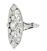 Edwardian 1.10 CTW Diamond Platinum Navette Dinner Ring - Wilson's Estate Jewelry