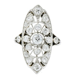 Edwardian 1.10 CTW Diamond Platinum Navette Dinner Ring - Wilson's Estate Jewelry