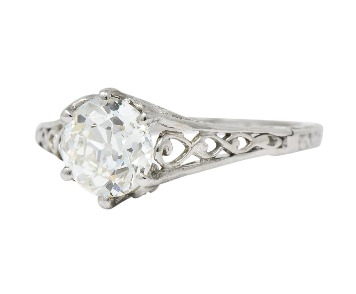 Edwardian 1.13 CTW Diamond Platinum Engagement Ring GIA Circa 1915 - Wilson's Estate Jewelry