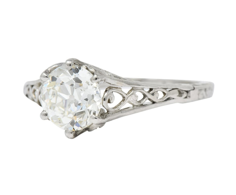 Edwardian 1.13 CTW Diamond Platinum Engagement Ring GIA Circa 1915 - Wilson's Estate Jewelry