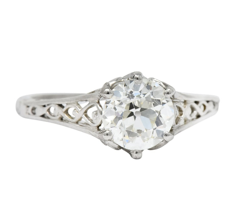 Edwardian 1.13 CTW Diamond Platinum Engagement Ring GIA Circa 1915 - Wilson's Estate Jewelry