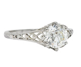 Edwardian 1.13 CTW Diamond Platinum Engagement Ring GIA Circa 1915 - Wilson's Estate Jewelry