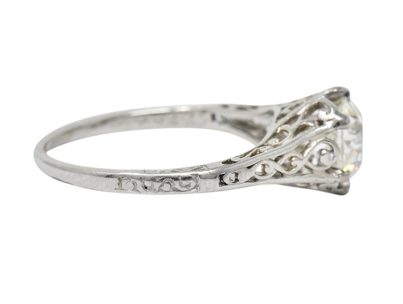 Edwardian 1.13 CTW Diamond Platinum Engagement Ring GIA Circa 1915 - Wilson's Estate Jewelry