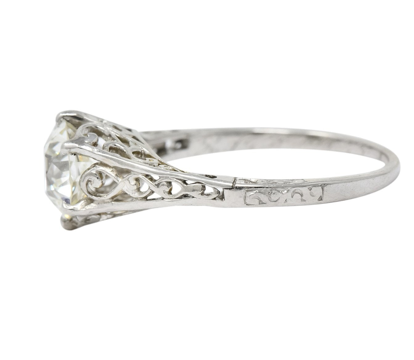 Edwardian 1.13 CTW Diamond Platinum Engagement Ring GIA Circa 1915 - Wilson's Estate Jewelry
