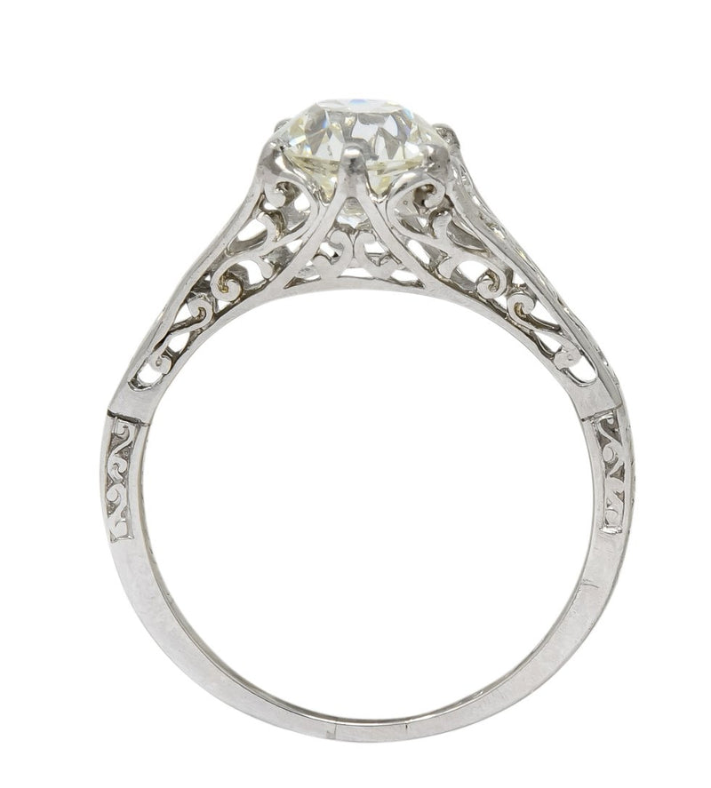 Edwardian 1.13 CTW Diamond Platinum Engagement Ring GIA Circa 1915 - Wilson's Estate Jewelry