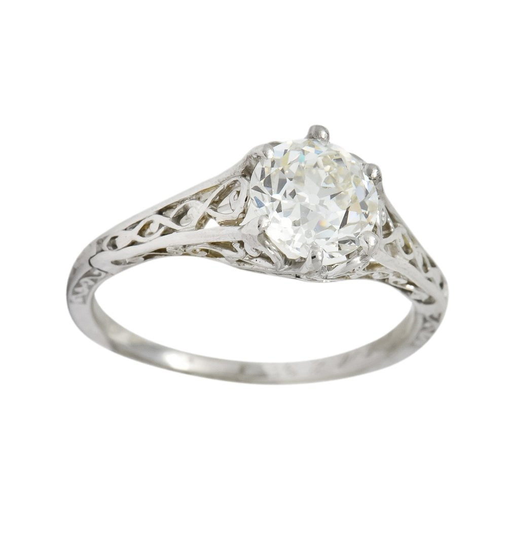 Edwardian 1.13 CTW Diamond Platinum Engagement Ring GIA Circa 1915 - Wilson's Estate Jewelry