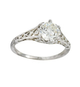 Edwardian 1.13 CTW Diamond Platinum Engagement Ring GIA Circa 1915 - Wilson's Estate Jewelry