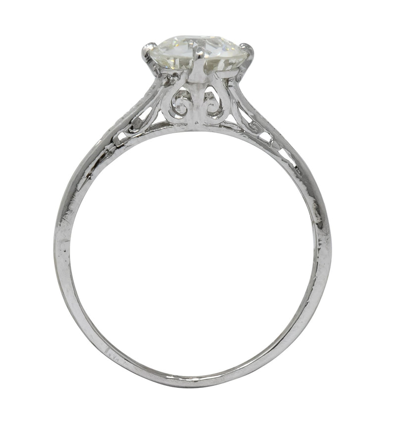 Edwardian 1.23 CTW Diamond Platinum Solitaire Engagement Ring GIA - Wilson's Estate Jewelry