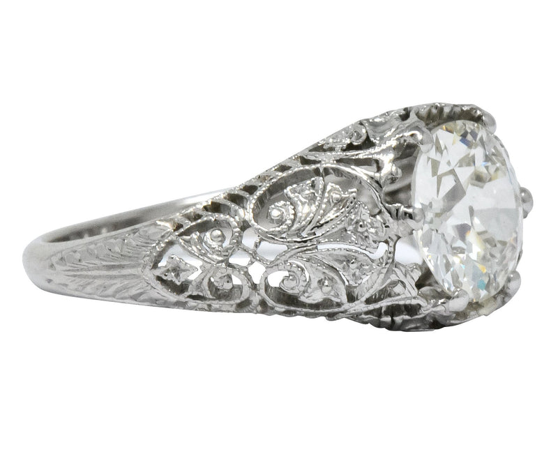 Edwardian 1.25 CTW Old European Diamond Platinum Engagement Ring GIA - Wilson's Estate Jewelry