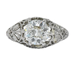 Edwardian 1.25 CTW Old European Diamond Platinum Engagement Ring GIA - Wilson's Estate Jewelry