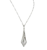 Edwardian 1.40 CTW Diamond Platinum 14 Karat White Gold Drop Necklace Binder Bros. - Wilson's Estate Jewelry