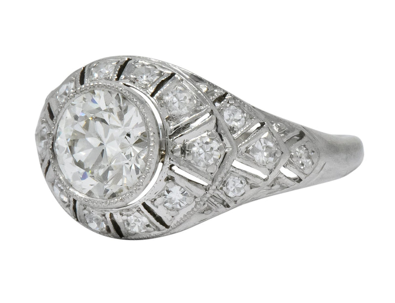 Edwardian 1.40 CTW Old European Diamond Platinum Engagement Ring GIA Circa 1910 - Wilson's Estate Jewelry
