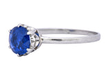 Edwardian 1.59 CTW No Heat Burma Sapphire Platinum Heart Filigree Ring AGL - Wilson's Estate Jewelry