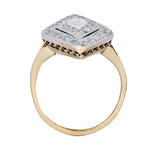 Edwardian 1.60 CTW Diamond Platinum-Topped 14 Karat Gold Navette Dinner Ring - Wilson's Estate Jewelry