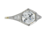 Edwardian 1.61 CTW Diamond Platinum-Topped 14 Karat Gold Engagement Ring GIA - Wilson's Estate Jewelry