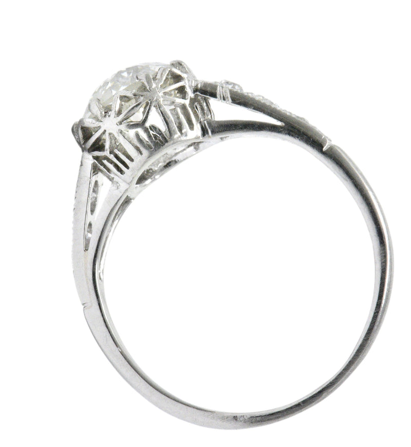 Edwardian 1.64 CTW Diamond Platinum Engagement Ring GIA Wilson's Estate Jewelry