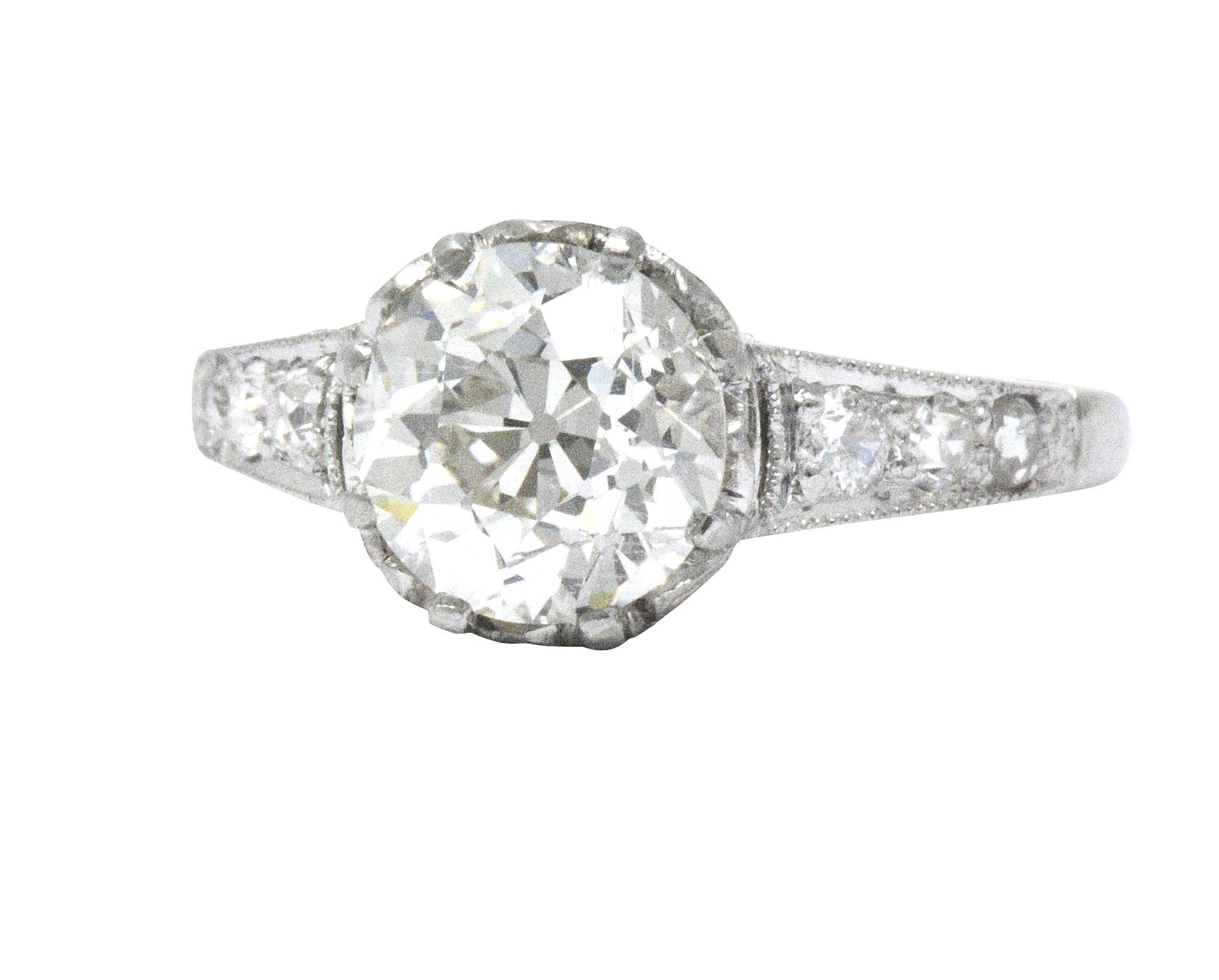 Edwardian 1.64 CTW Diamond Platinum Engagement Ring GIA Wilson's Estate Jewelry