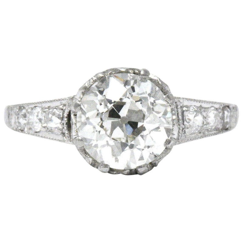 Edwardian 1.64 CTW Diamond Platinum Engagement Ring GIA Wilson's Estate Jewelry