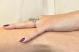 Edwardian 1.75 CTW Aquamarine Dragonfly 14 Karat White Gold Cocktail Ring Wilson's Estate Jewelry