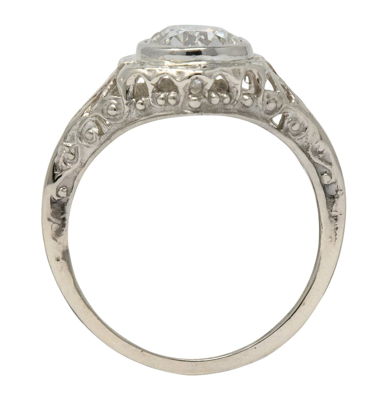 Edwardian 1920's 1.46 CTW Diamond 14 Karat White Gold Engagement Ring GIA - Wilson's Estate Jewelry